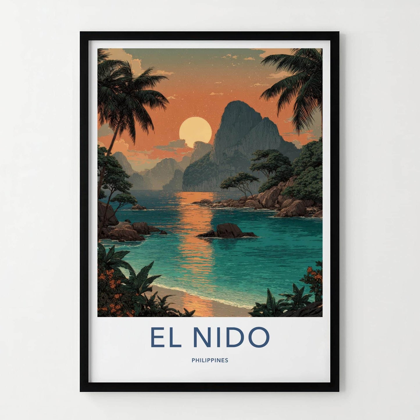 El Nido Poster - Philippines Travel Art - Vibrant Island Lagoon Home Decor