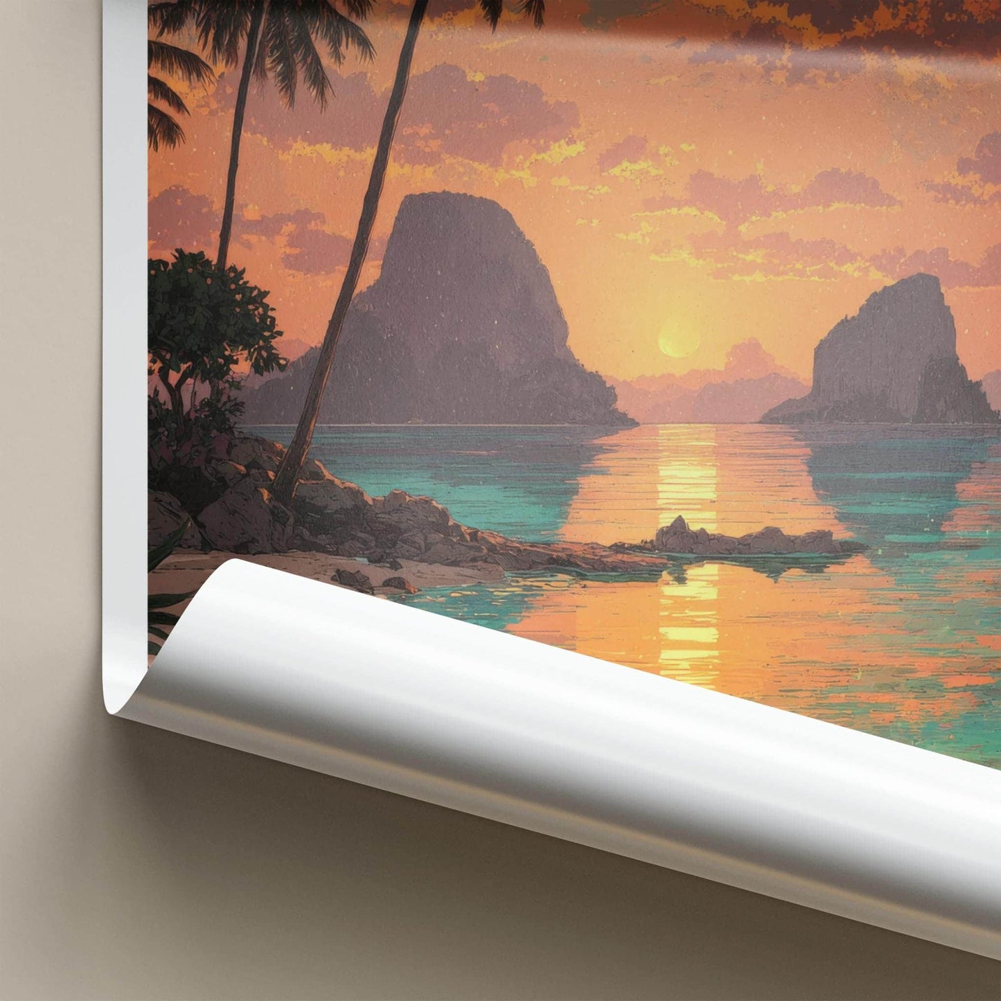 El Nido Poster - Philippines Travel Art - Vibrant Sunset Beach Home Decor