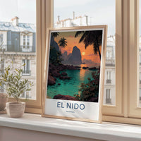 El Nido Poster - Philippines Travel Print - Palm Rock Azure Room Decor