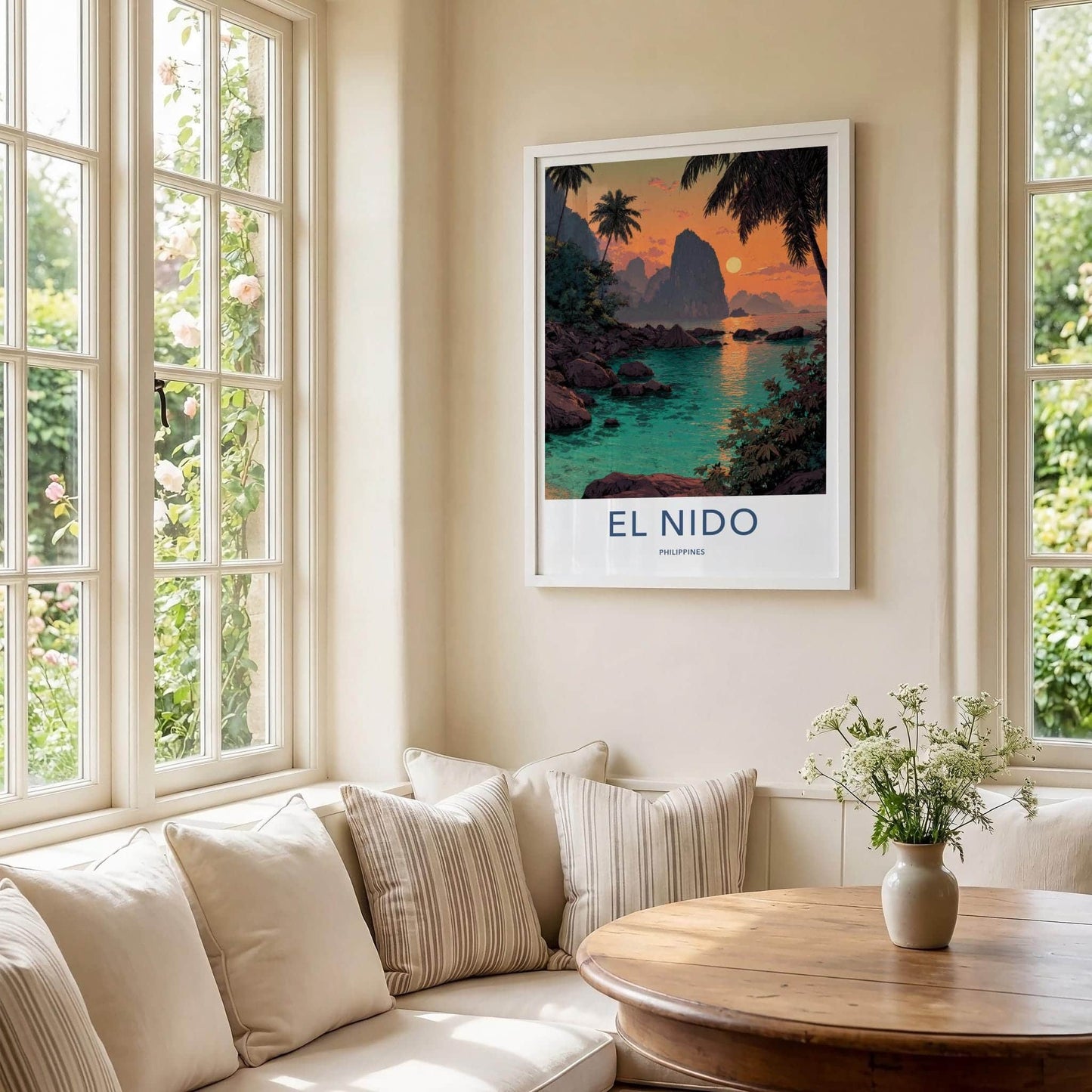 El Nido Poster - Philippines Travel Print - Palm Rock Azure Room Decor