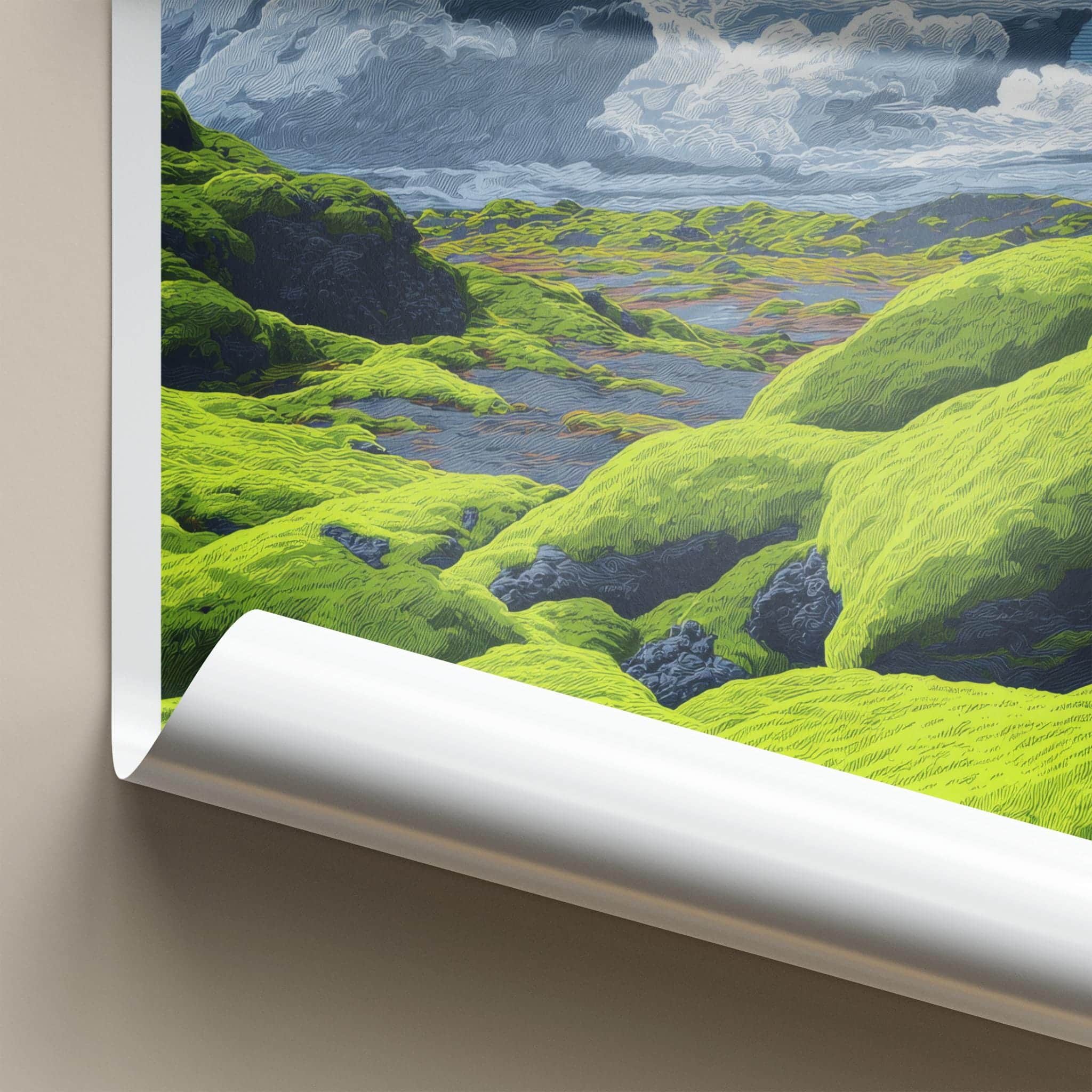 Eldhraun Poster - Iceland Travel Print - Volcanic moss landscape Wall Decor