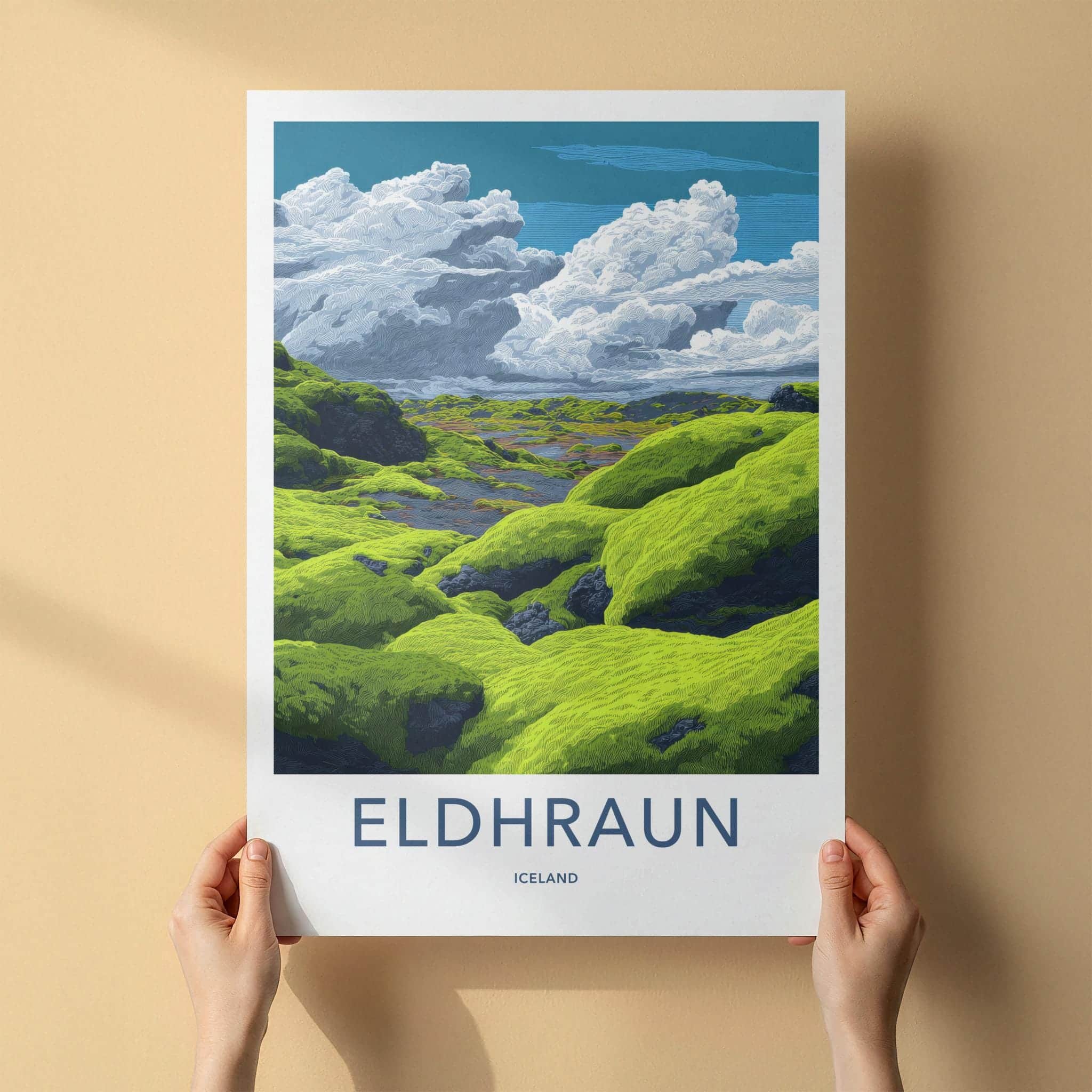 Eldhraun Poster - Iceland Travel Print - Volcanic moss landscape Wall Decor