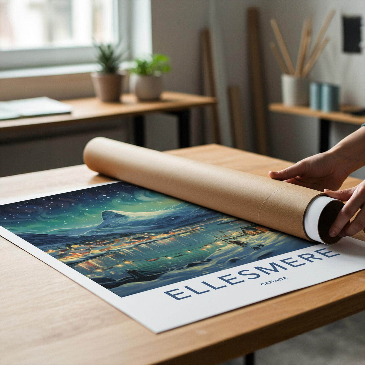Ellesmere Canada Poster - Arctic Landscape Print With Aurora Borealis