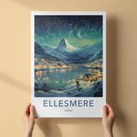 Ellesmere Canada Poster - Arctic Landscape Print With Aurora Borealis