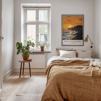 ENGLISH CHANNEL Poster - United Kingdom Art Print - Golden Coastal Sunset Home Decor