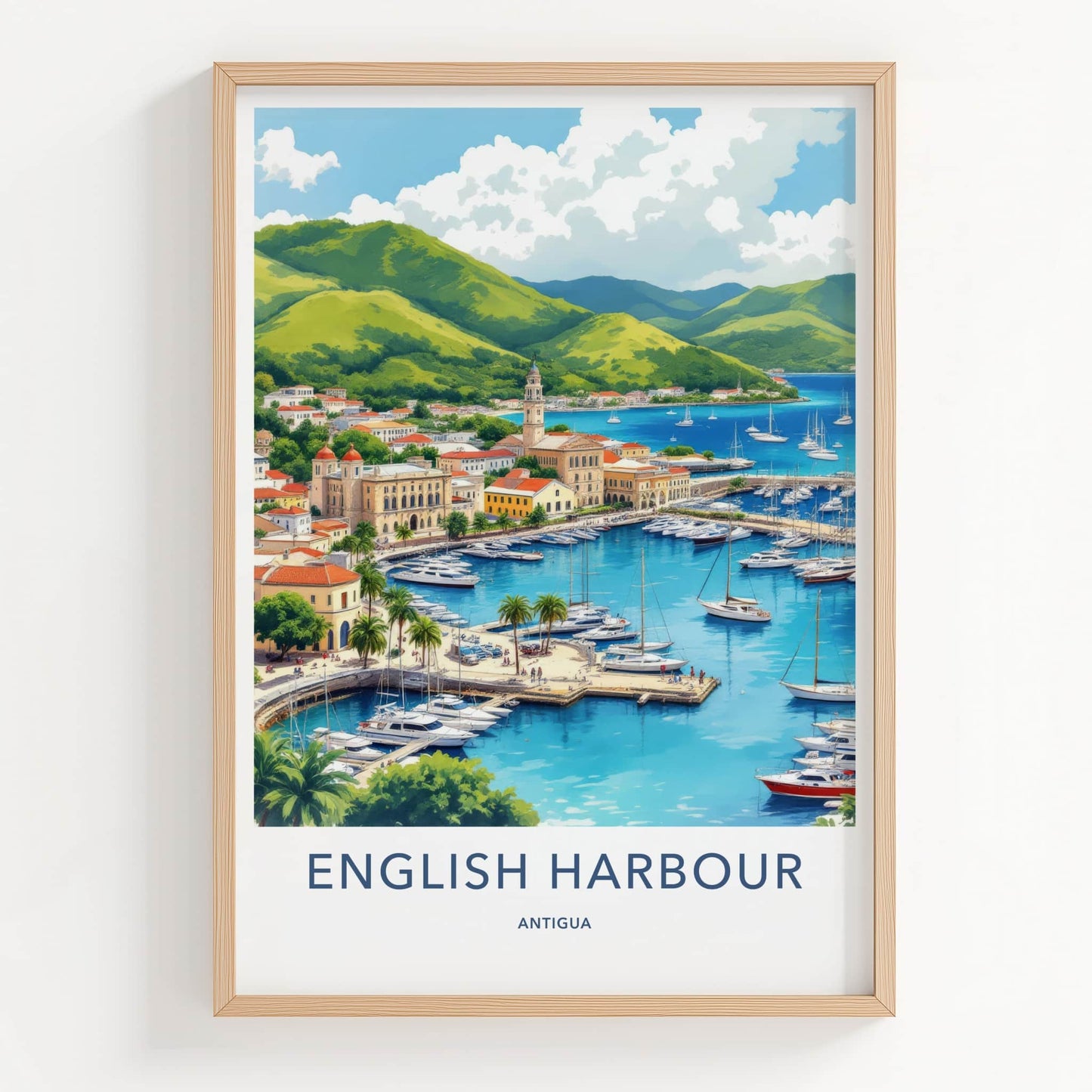 English Harbour Poster - Antigua Busy Harbor Tropical Home Decor