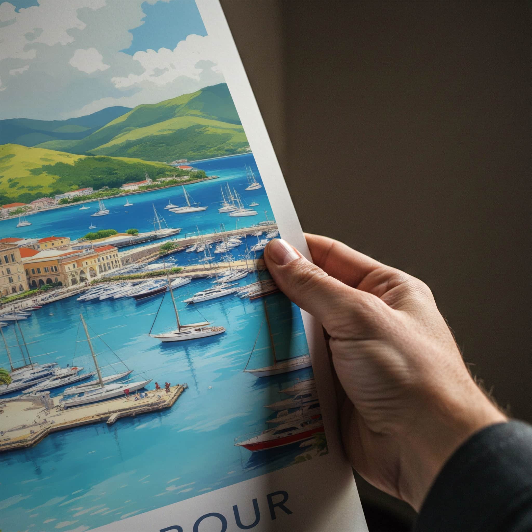 English Harbour Poster - Antigua Busy Harbor Tropical Home Decor