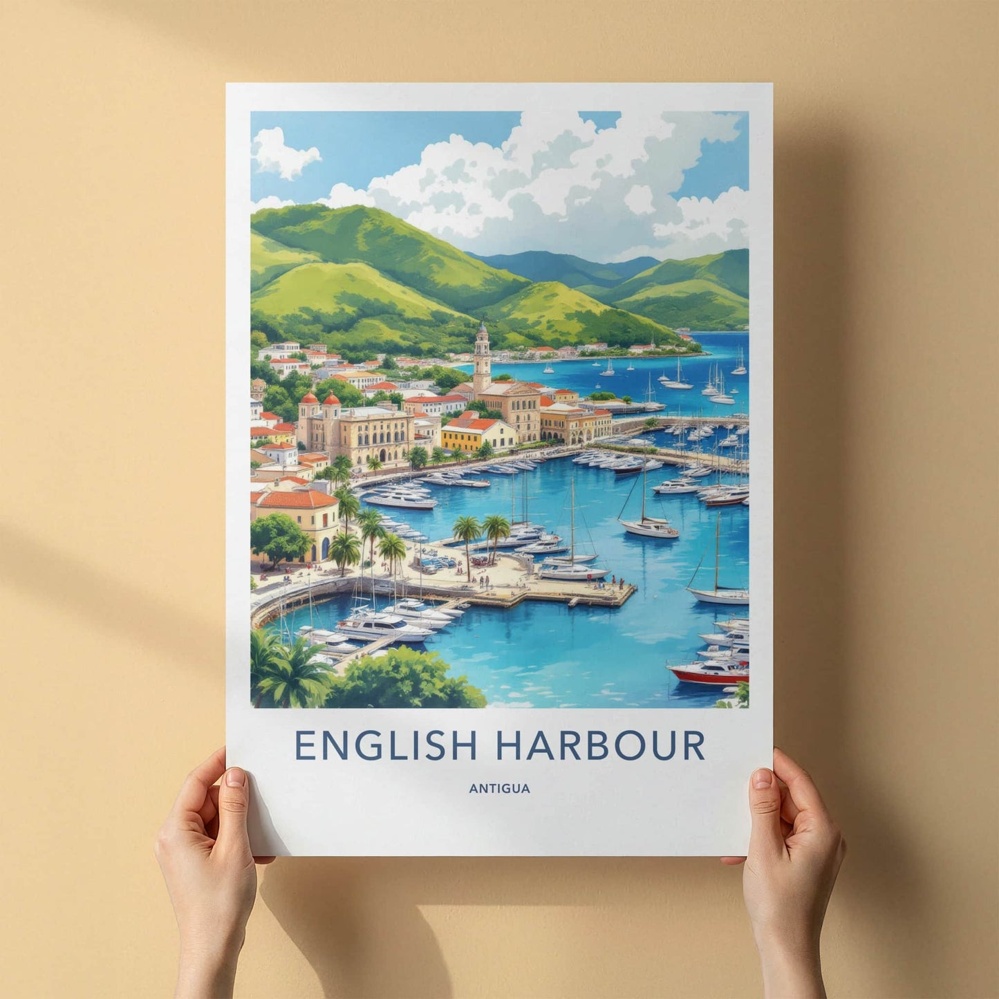 English Harbour Poster - Antigua Busy Harbor Tropical Home Decor