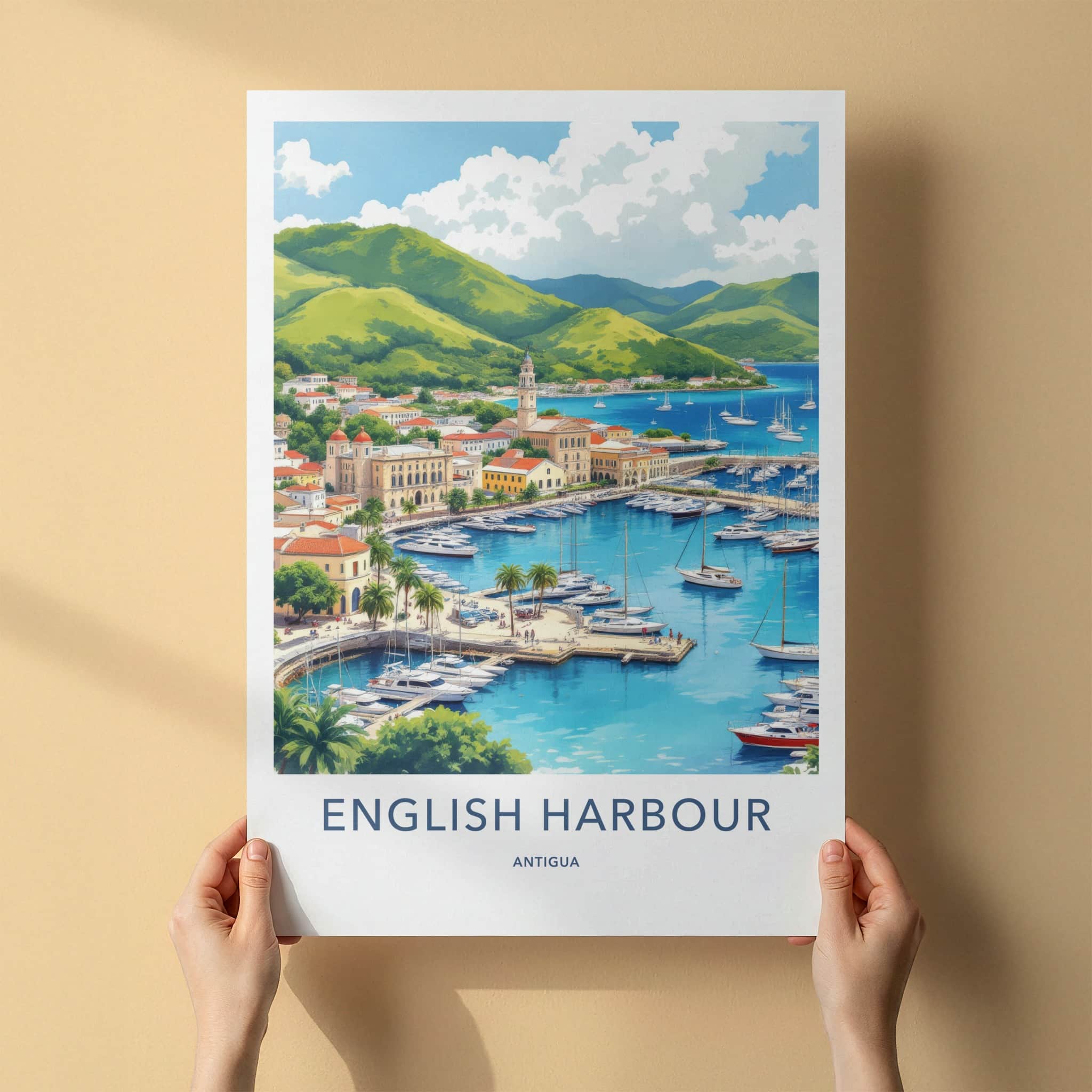 English Harbour Poster - Antigua Busy Harbor Tropical Home Decor