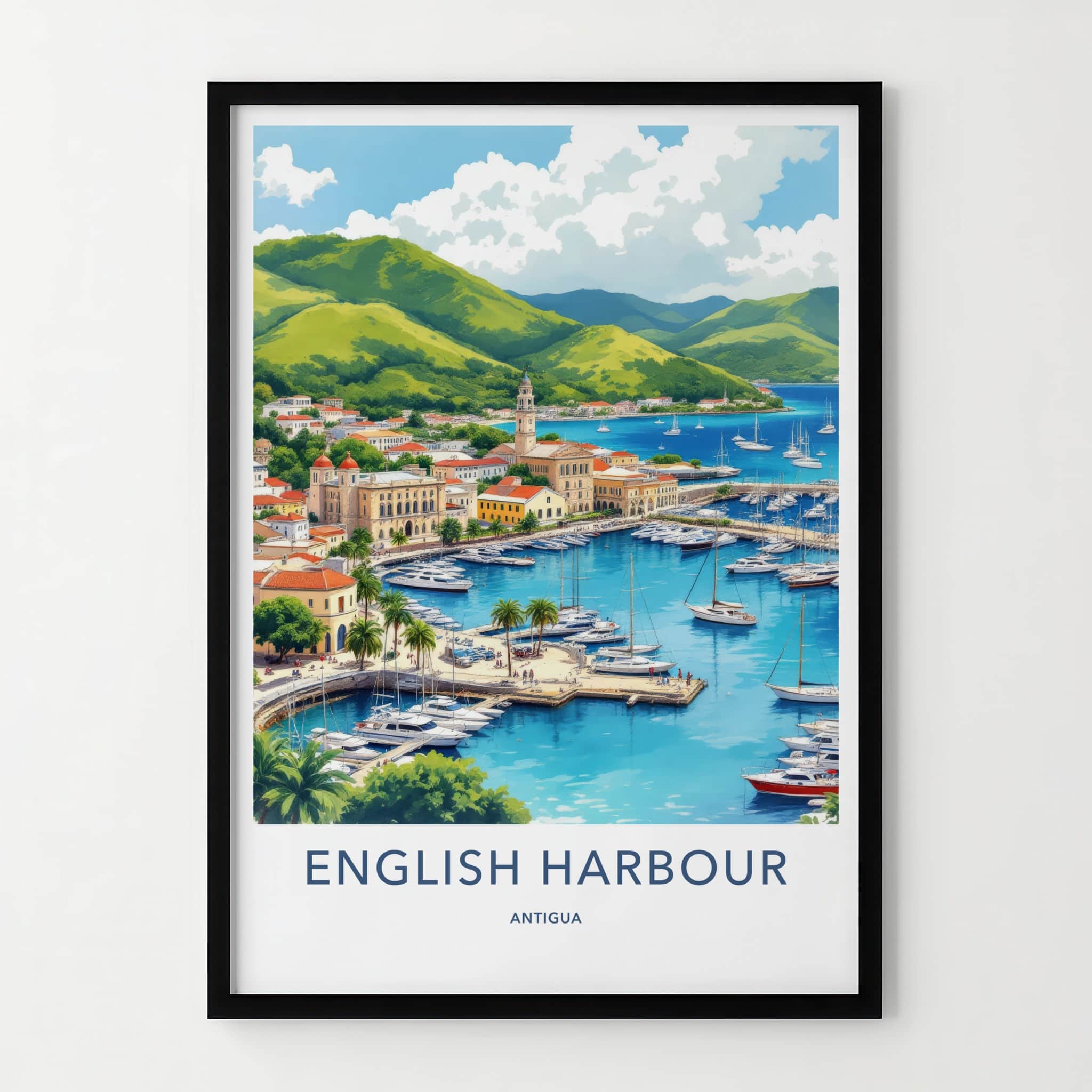 English Harbour Poster - Antigua Busy Harbor Tropical Home Decor