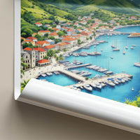 English Harbour Poster - Antigua Travel Print - Vibrant Marina Landscape Wall Decor