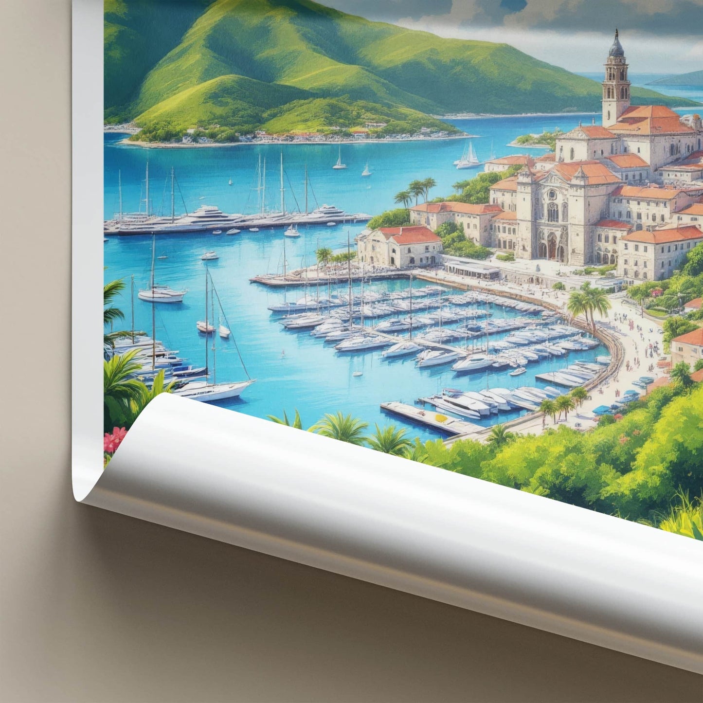 English Harbour Poster - Antigua Wall Art - Lush Tropical Harbor Home Decor