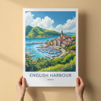 English Harbour Poster - Antigua Wall Art - Lush Tropical Harbor Home Decor