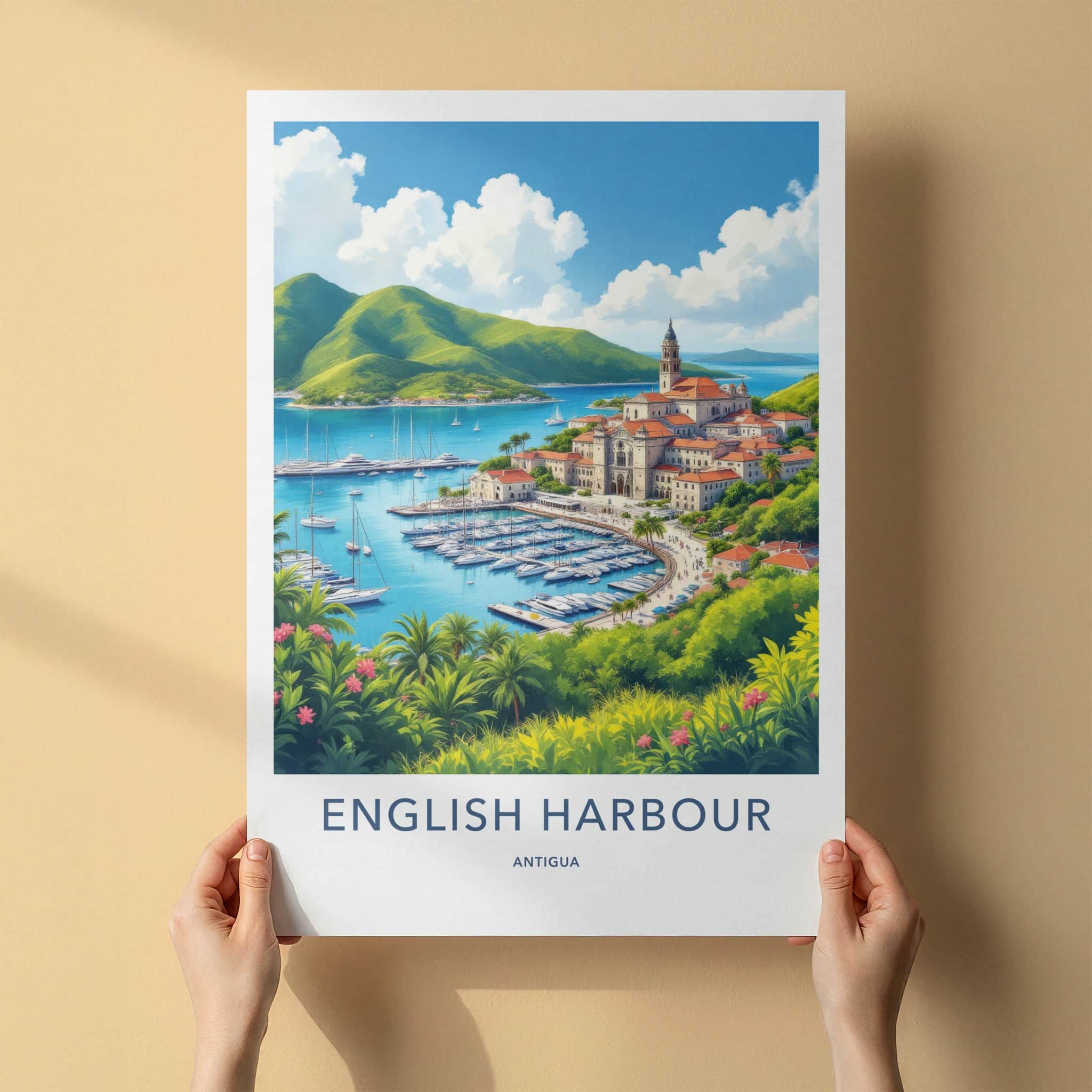English Harbour Poster - Antigua Wall Art - Lush Tropical Harbor Home Decor