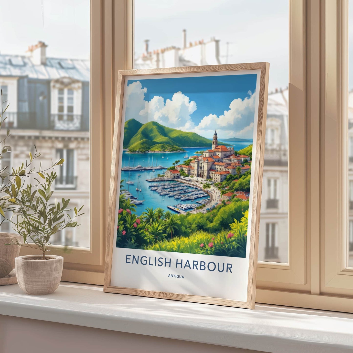 English Harbour Poster - Antigua Wall Art - Lush Tropical Harbor Home Decor
