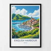 English Harbour Poster - Antigua Wall Art - Lush Tropical Harbor Home Decor