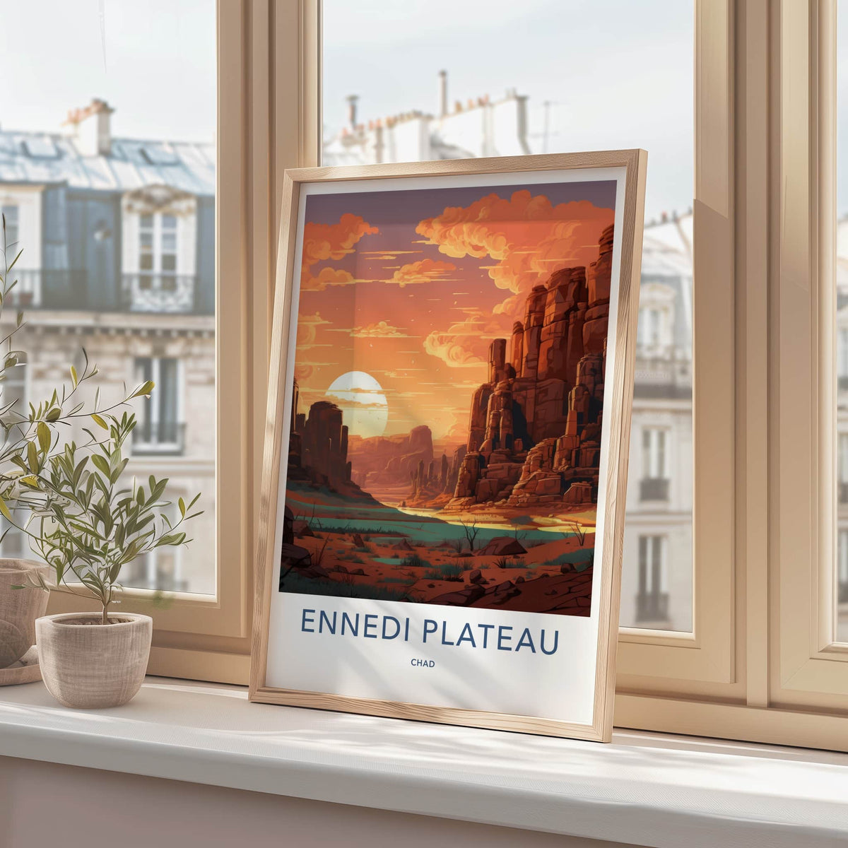 Ennedi Plateau Poster - Chad Travel Art - Majestic Desert Sunset Home Decor