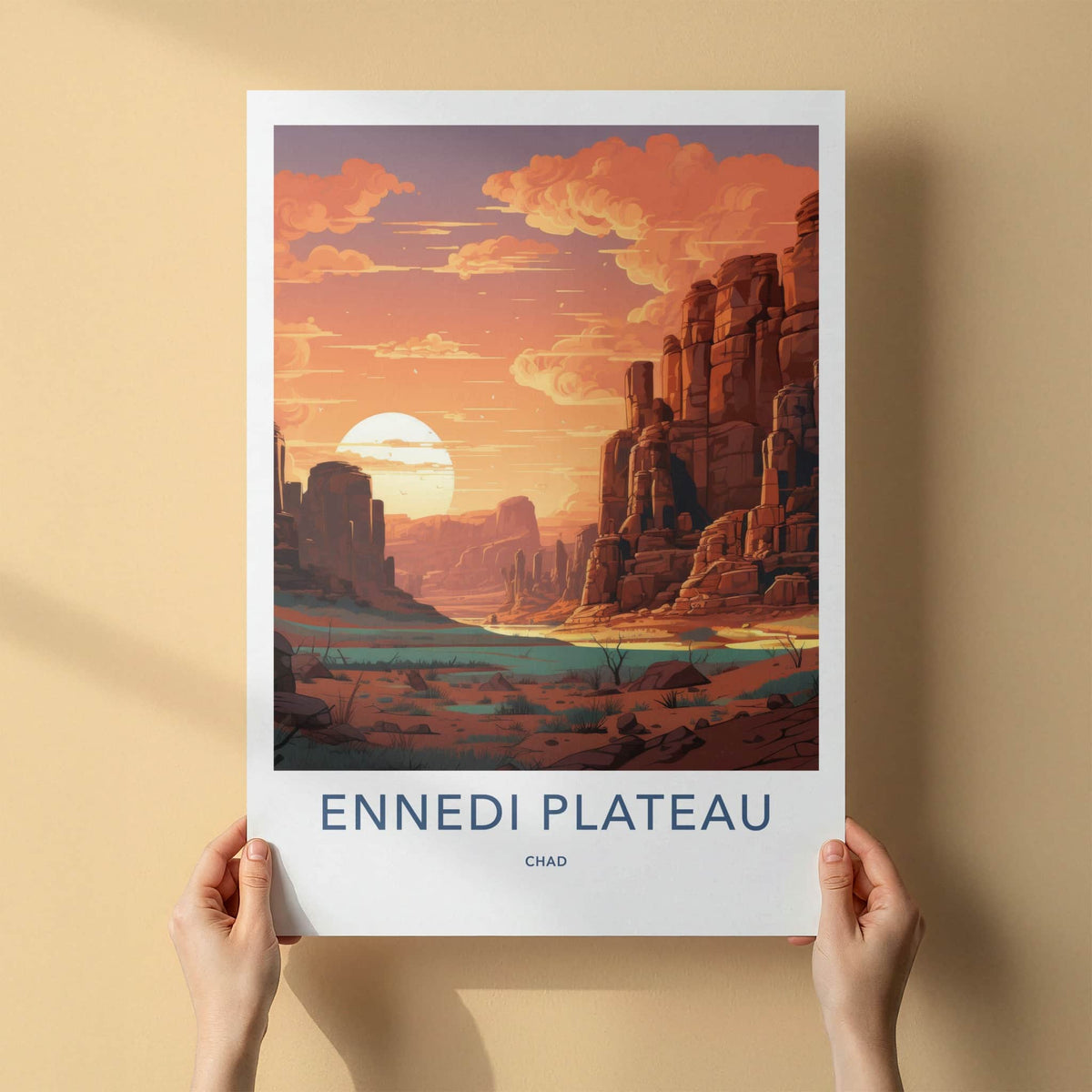 Ennedi Plateau Poster - Chad Travel Art - Majestic Desert Sunset Home Decor