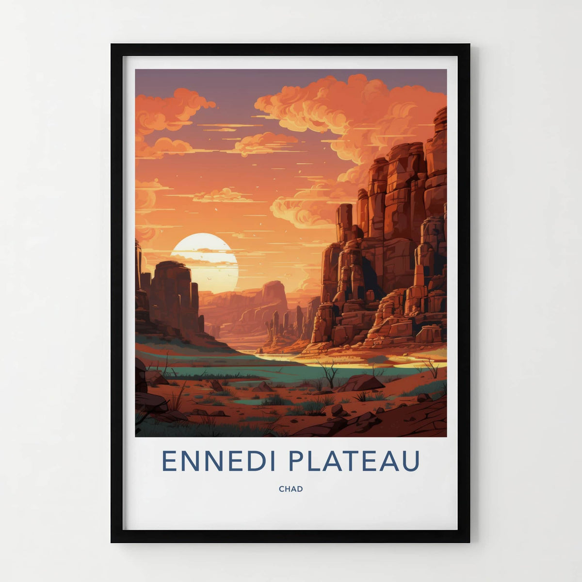 Ennedi Plateau Poster - Chad Travel Art - Majestic Desert Sunset Home Decor