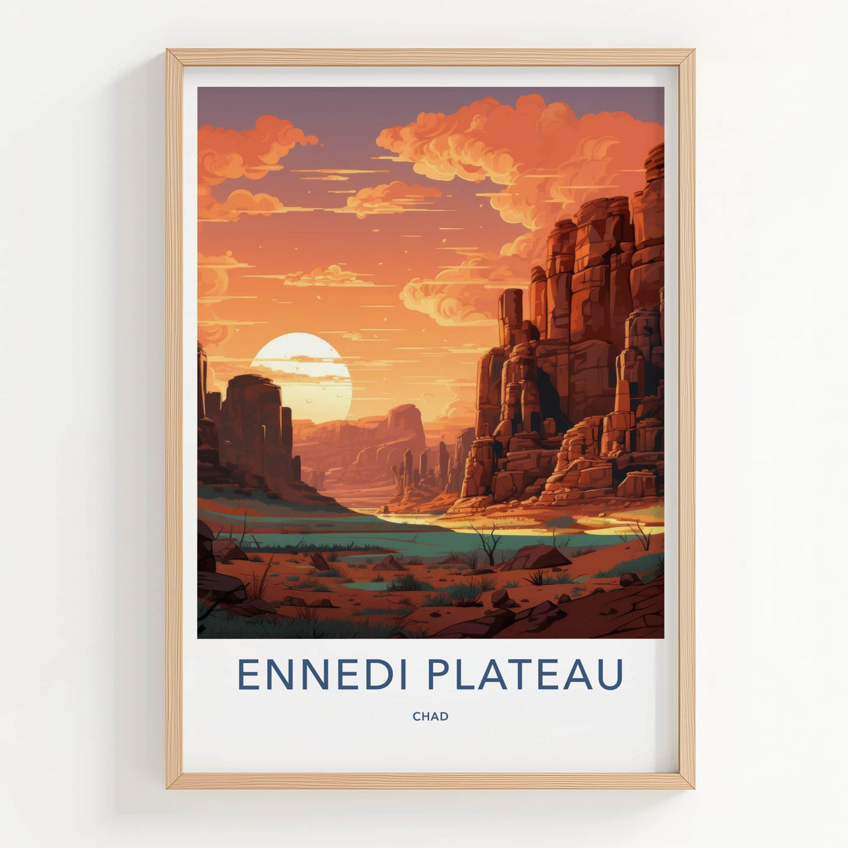 Ennedi Plateau Poster - Chad Travel Art - Majestic Desert Sunset Home Decor