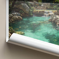 Erawan Falls Poster - Thailand Travel Art - Turquoise Tiers Forest Home Decor