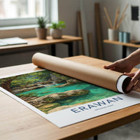 Erawan National Park Poster - Thailand Travel Art - Lush Jungle Waterfalls Home Decor