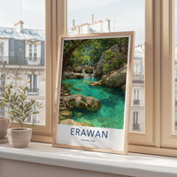 Erawan National Park Poster - Thailand Travel Art - Lush Jungle Waterfalls Home Decor