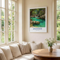 Erawan National Park Poster - Thailand Travel Art - Lush Jungle Waterfalls Home Decor