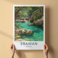 Erawan National Park Poster - Thailand Travel Art - Lush Jungle Waterfalls Home Decor