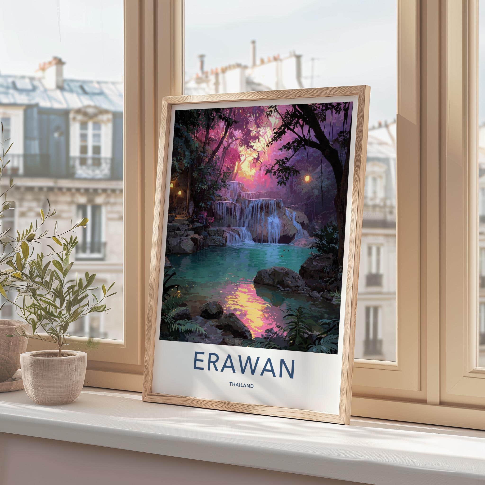 Erawan Poster - Thailand Scenic Art - Lush Tropical Glow Home Decor