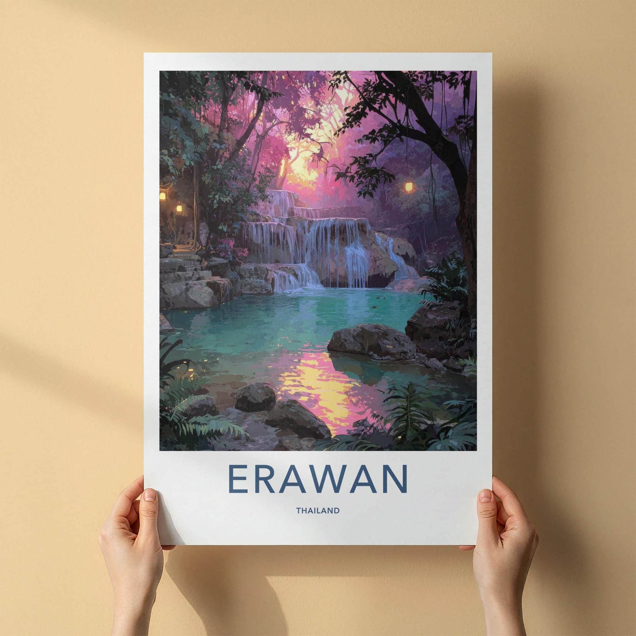 Erawan Poster - Thailand Scenic Art - Lush Tropical Glow Home Decor