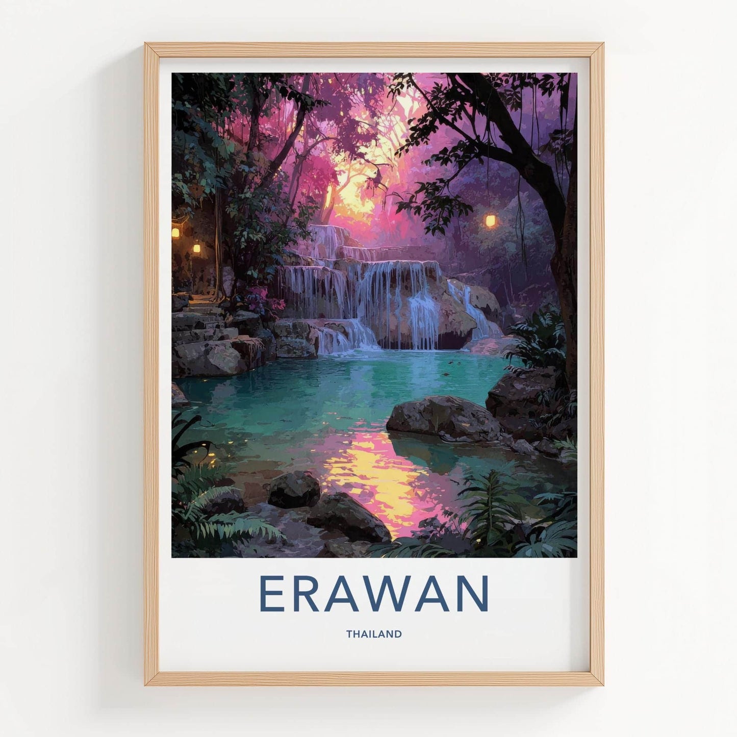 Erawan Poster - Thailand Scenic Art - Lush Tropical Glow Home Decor