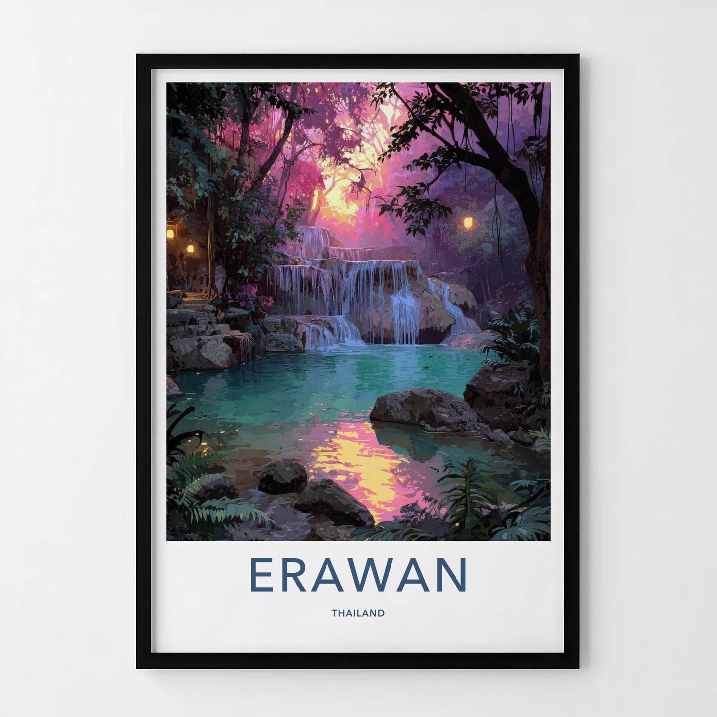 Erawan Poster - Thailand Scenic Art - Lush Tropical Glow Home Decor