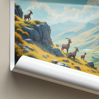 Eryri National Park Poster - United Kingdom Wall Art - Wild Mountain Goats Gift