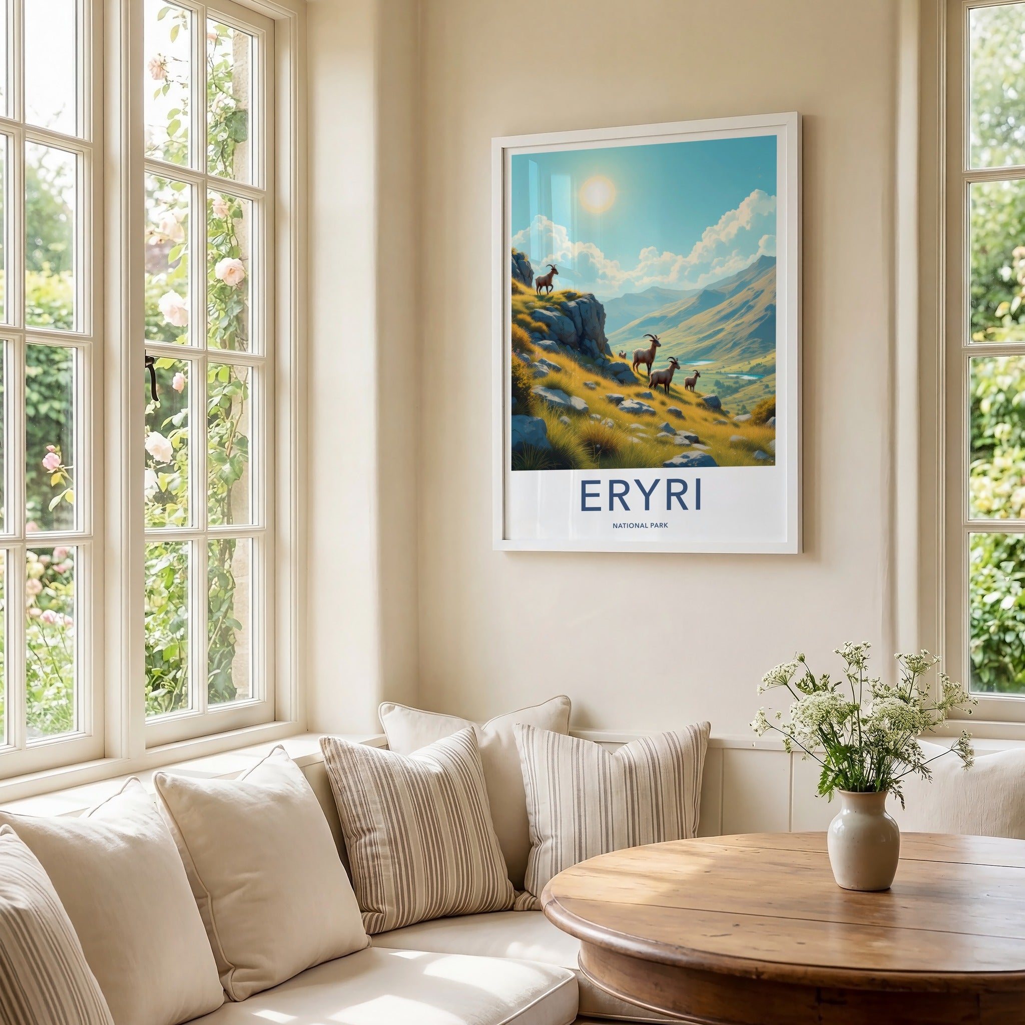 Eryri National Park Poster - United Kingdom Wall Art - Wild Mountain Goats Gift