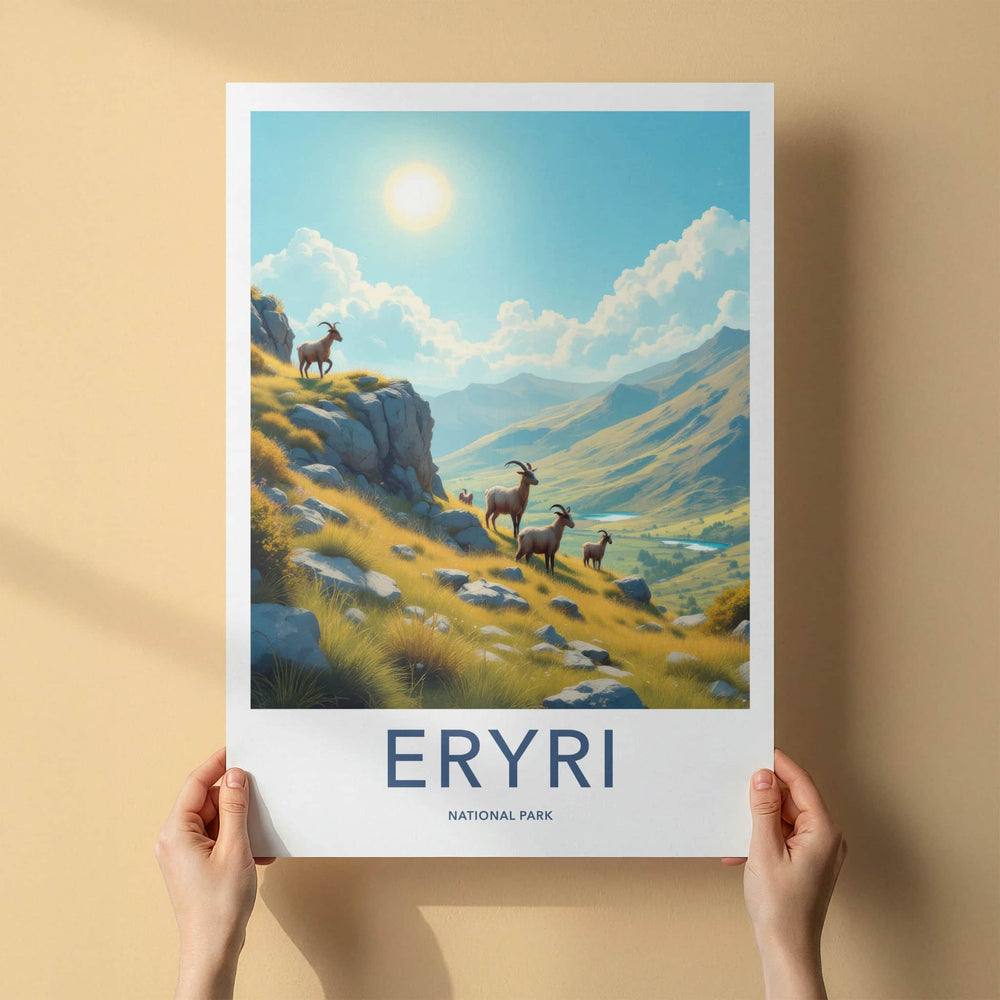 Eryri National Park Poster - United Kingdom Wall Art - Wild Mountain Goats Gift