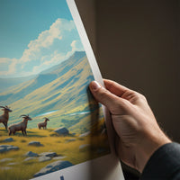Eryri National Park Poster - United Kingdom Wall Art - Wild Mountain Goats Gift
