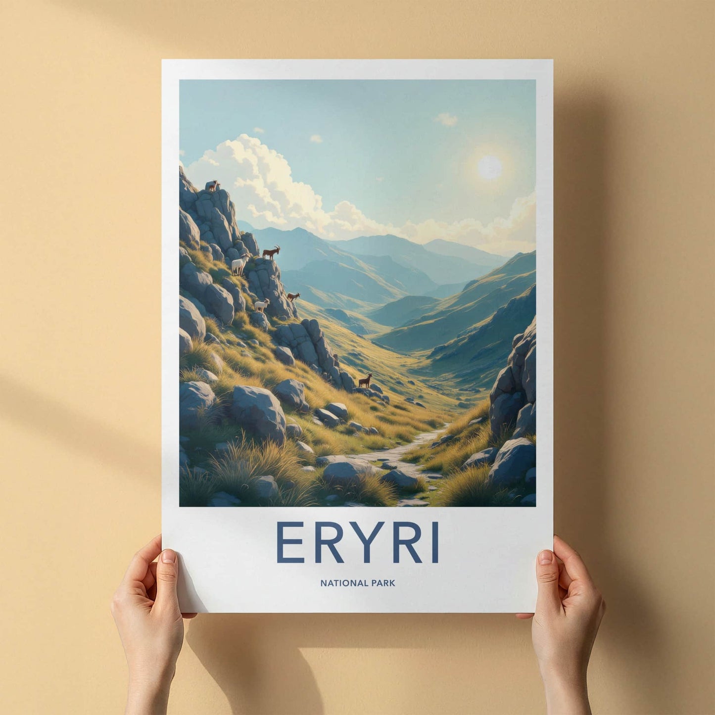 Eryri National Park Poster - Wales Travel Art - Mountain Goats Path Home Decor