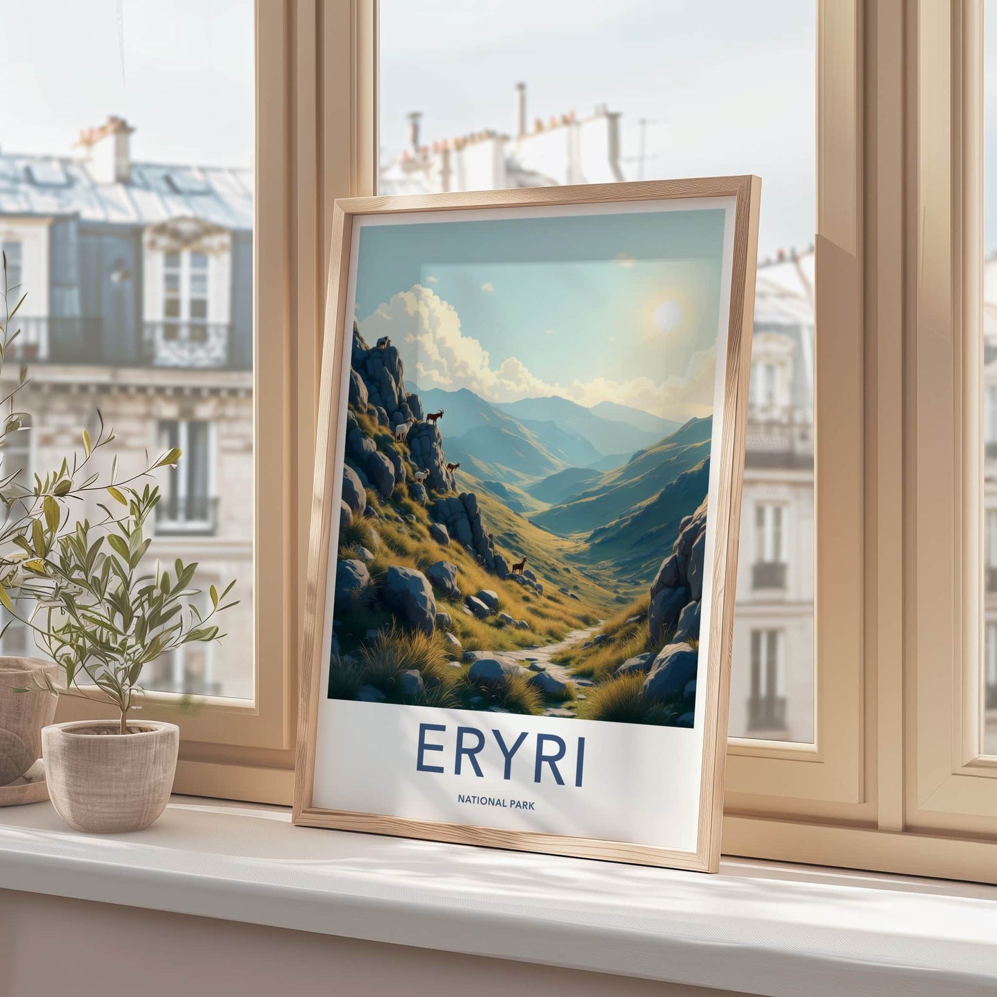 Eryri National Park Poster - Wales Travel Art - Mountain Goats Path Home Decor