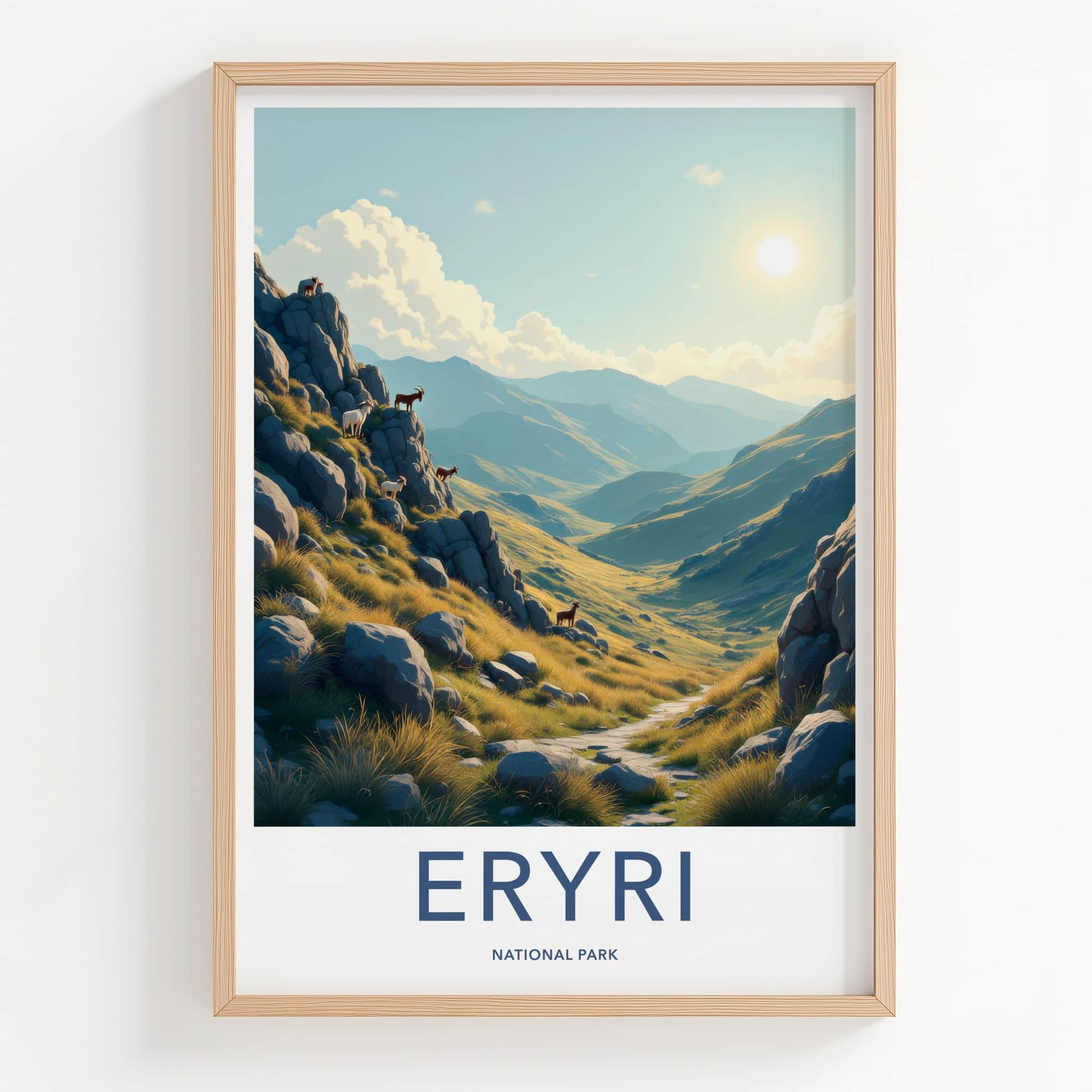 Eryri National Park Poster - Wales Travel Art - Mountain Goats Path Home Decor