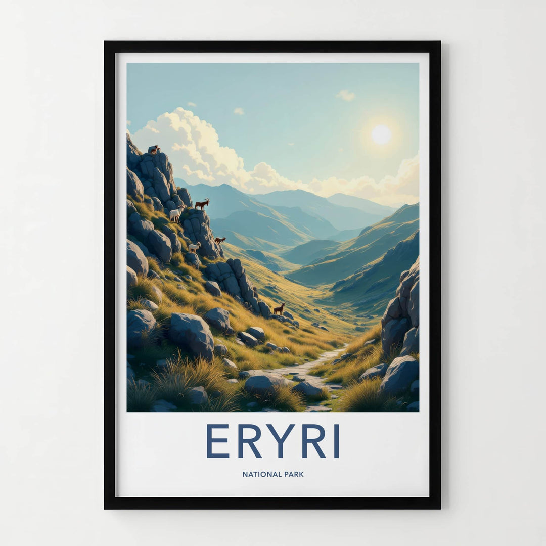 Eryri National Park Poster - Wales Travel Art - Mountain Goats Path Home Decor