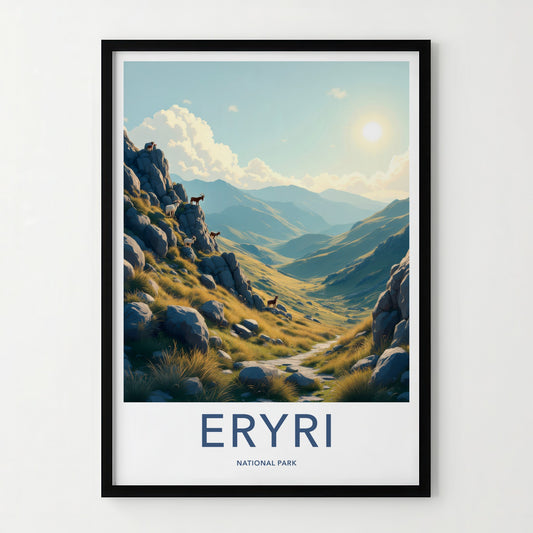 Eryri National Park Poster - Wales Travel Art - Mountain Goats Path Home Decor