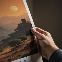 Ethiopia Poster - Africa Travel Art - Moonlit Highland Village Home Decor