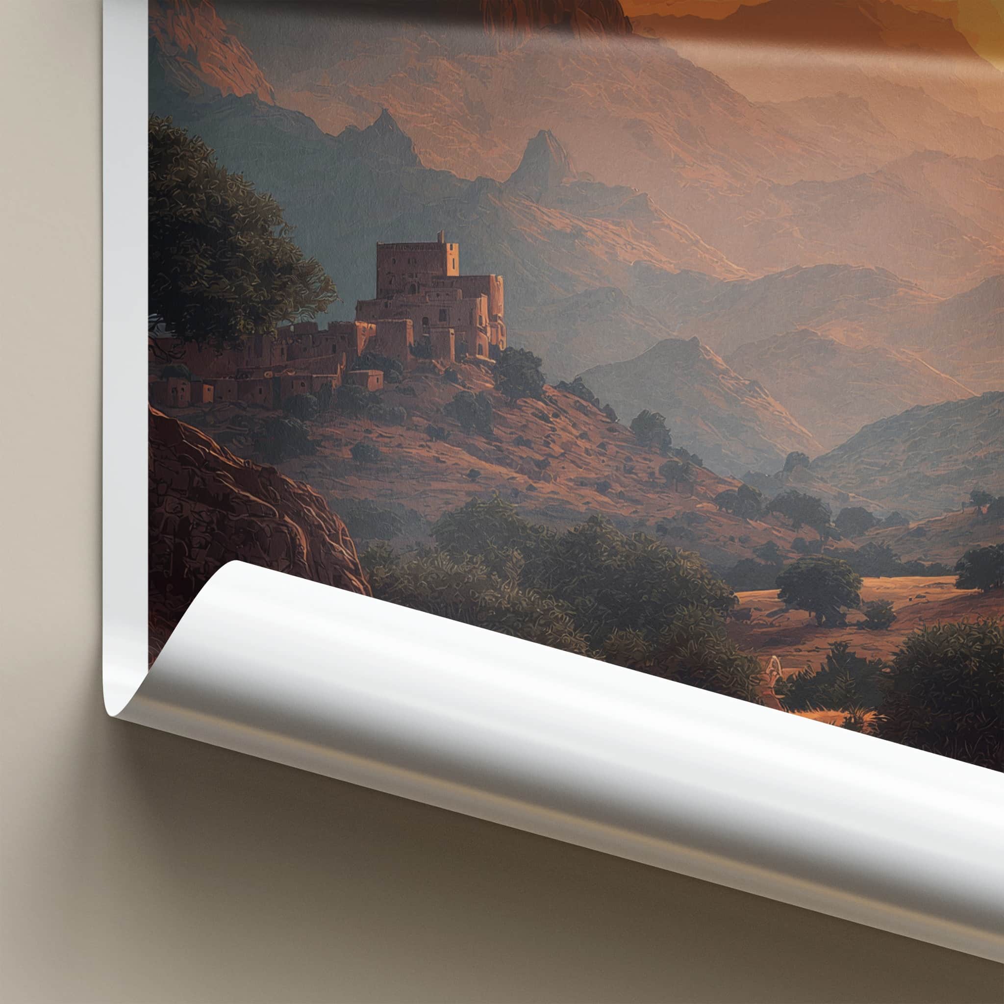 Ethiopia Poster - Africa Wall Art - Ancient Village Sunset Home Decor