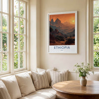 Ethiopia Poster - Africa Wall Art - Ancient Village Sunset Home Decor