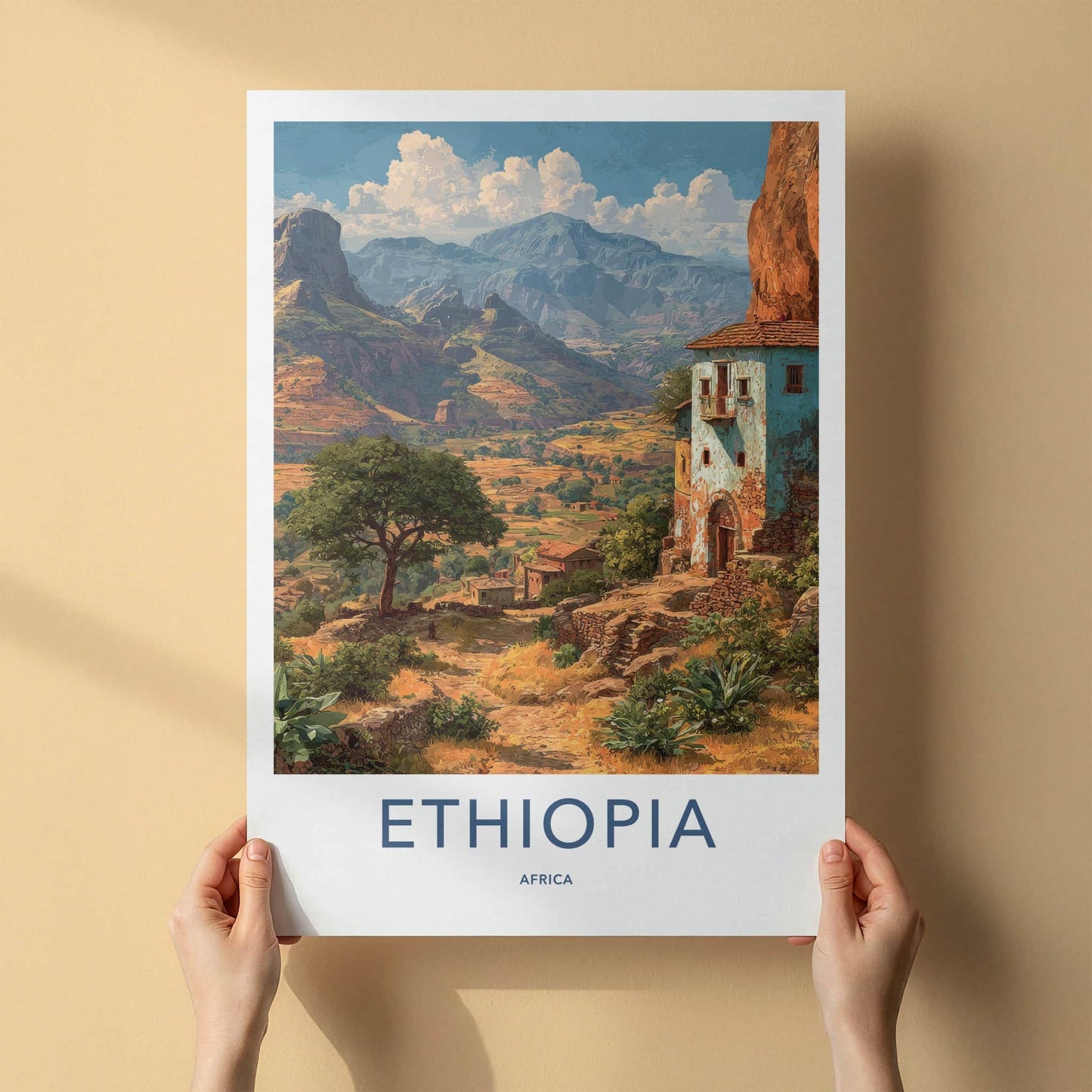Ethiopia Poster - Ethiopia Travel Art - Mountain Village Pathway Home Decor
