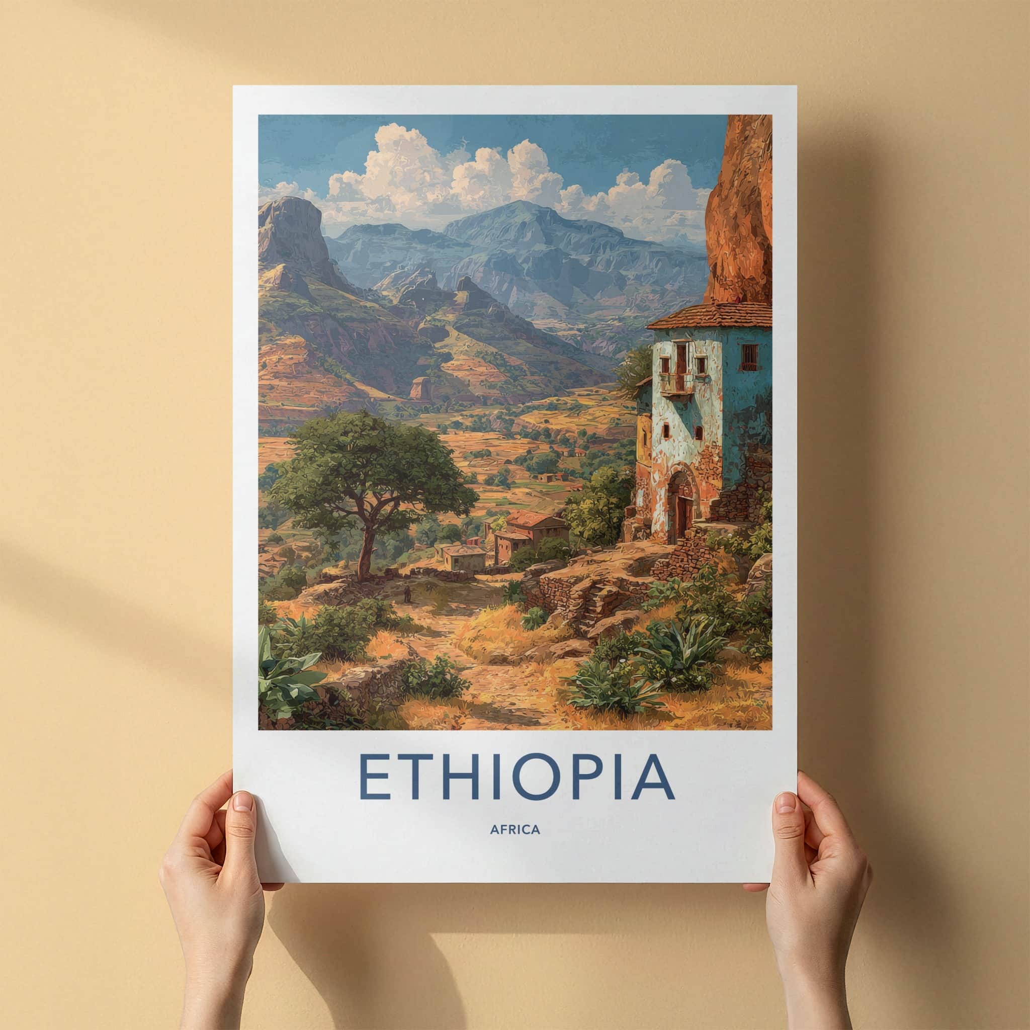 Ethiopia Poster - Ethiopia Travel Art - Mountain Village Pathway Home Decor