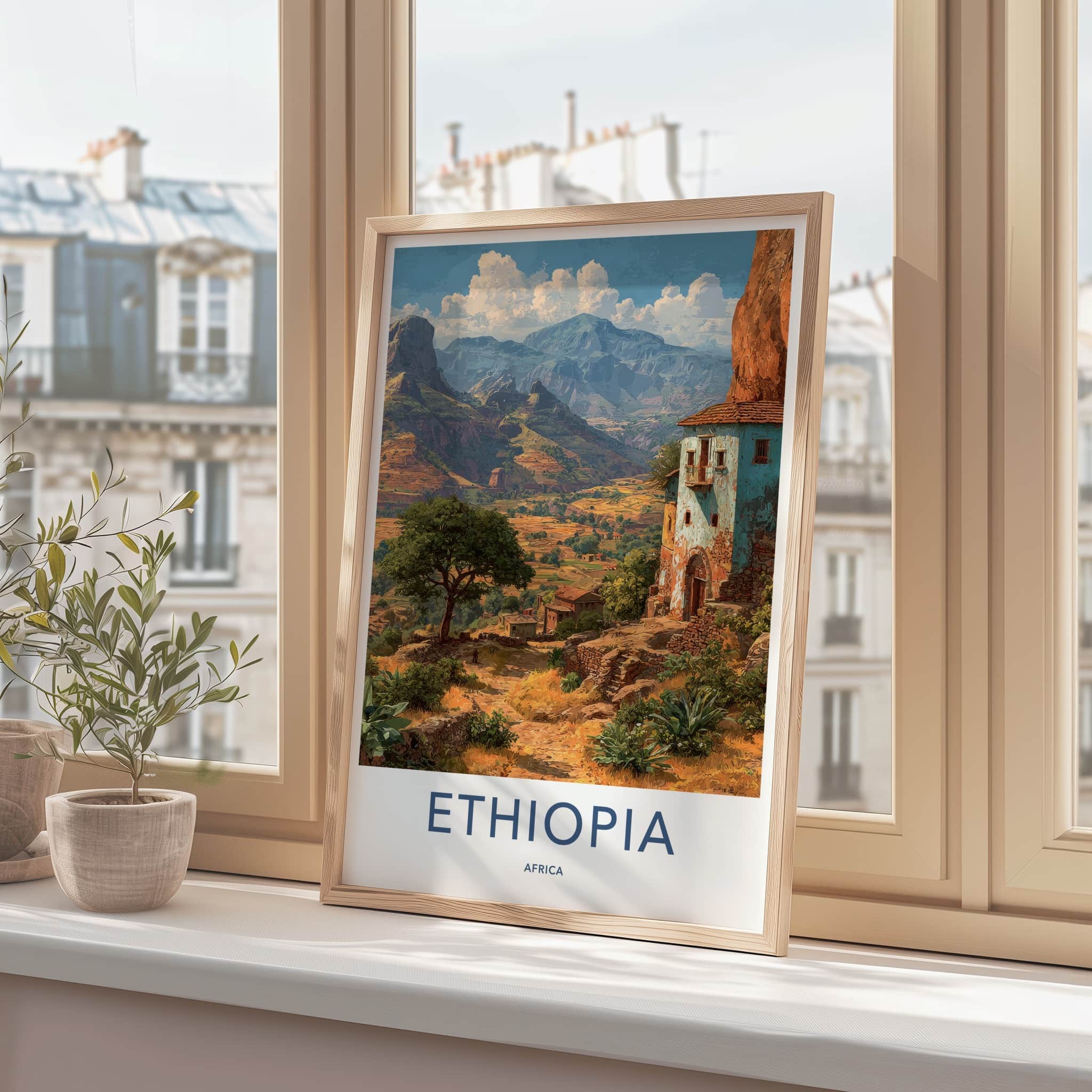 Ethiopia Poster - Ethiopia Travel Art - Mountain Village Pathway Home Decor