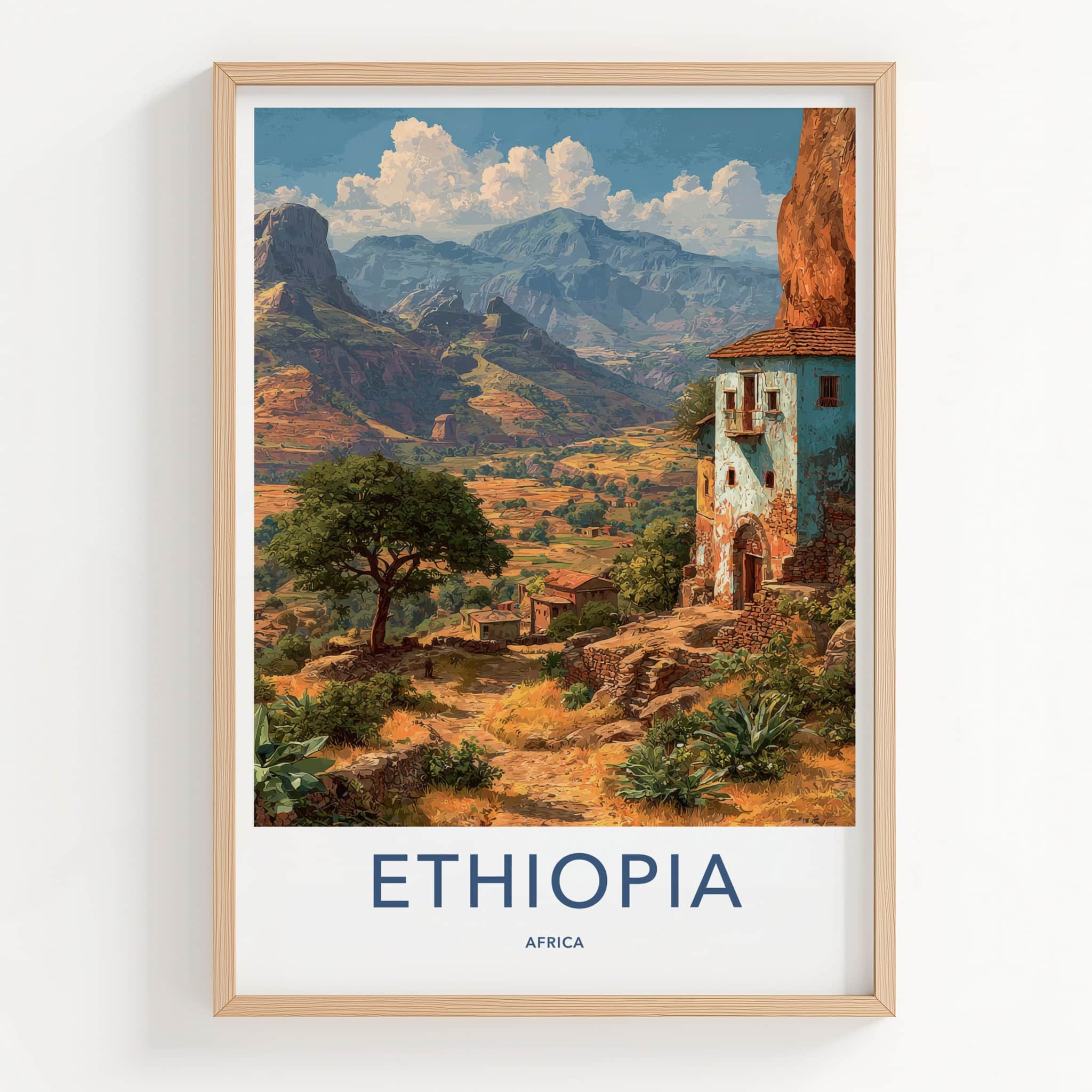 Ethiopia Poster - Ethiopia Travel Art - Mountain Village Pathway Home Decor