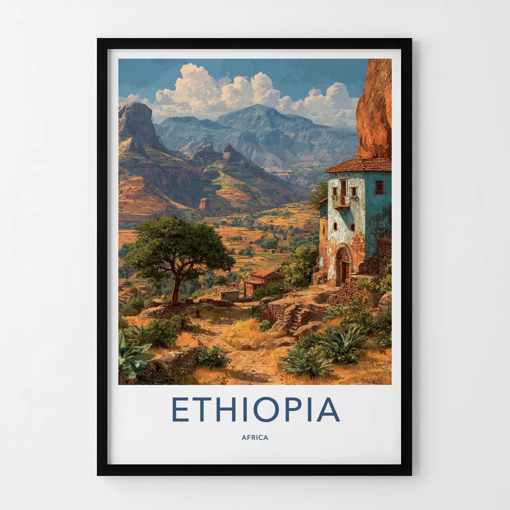 Ethiopia Poster - Ethiopia Travel Art - Mountain Village Pathway Home Decor